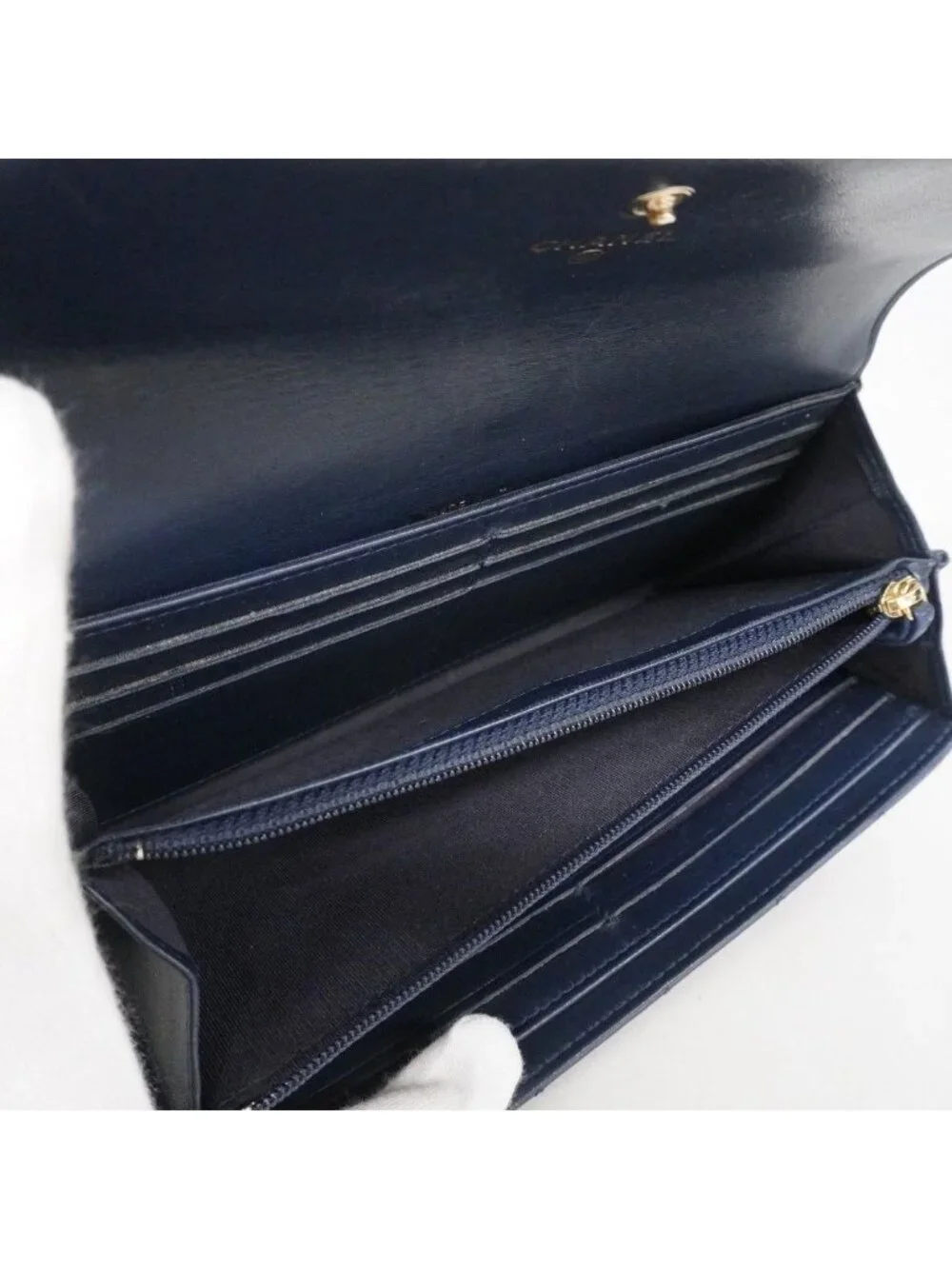 Chanel Wallet Boy Lambskin Navy Silver